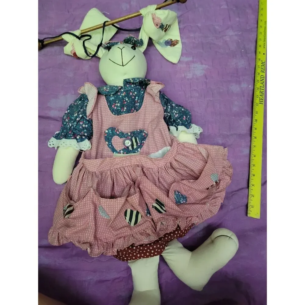 Sewn Fabric Floppy Ear Bunny Rabbit Primitive Dress/Apron Hanging Clothes Pin?